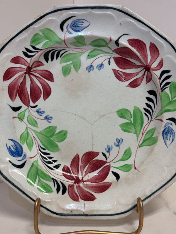 English floral plate with small crack as is