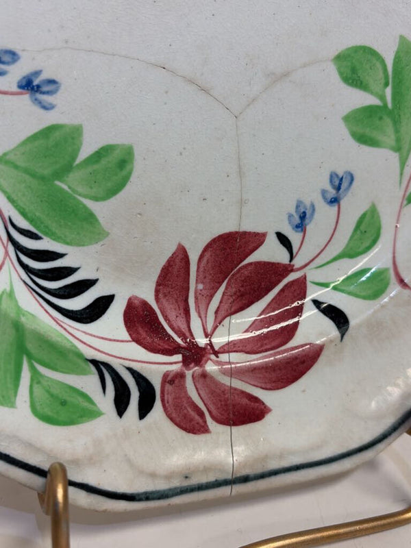 English floral plate with small crack as is