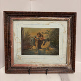 antique cherub swan framed art