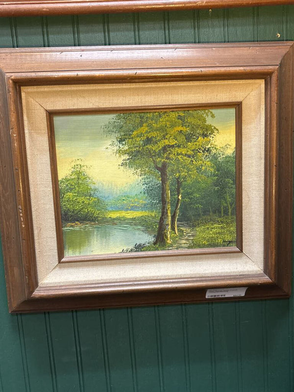 #327 Vintage Wood Framed Landscape Painting