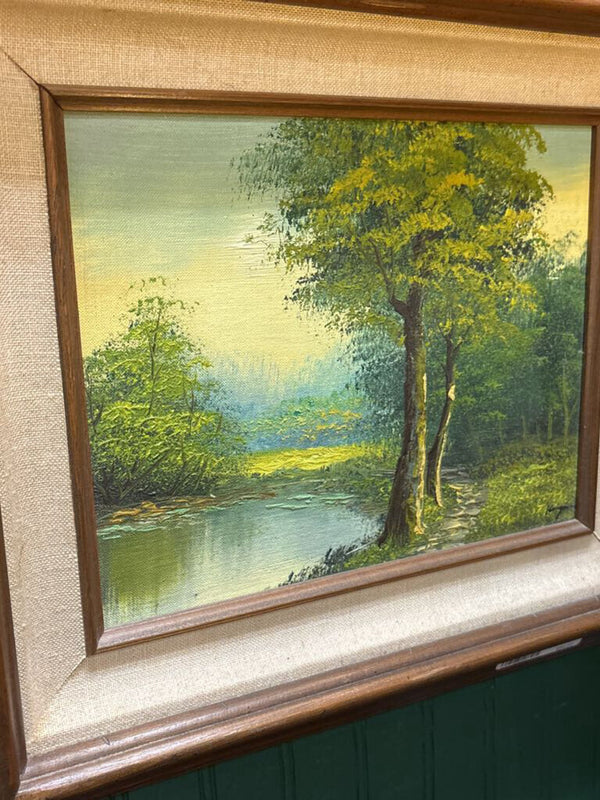 #327 Vintage Wood Framed Landscape Painting
