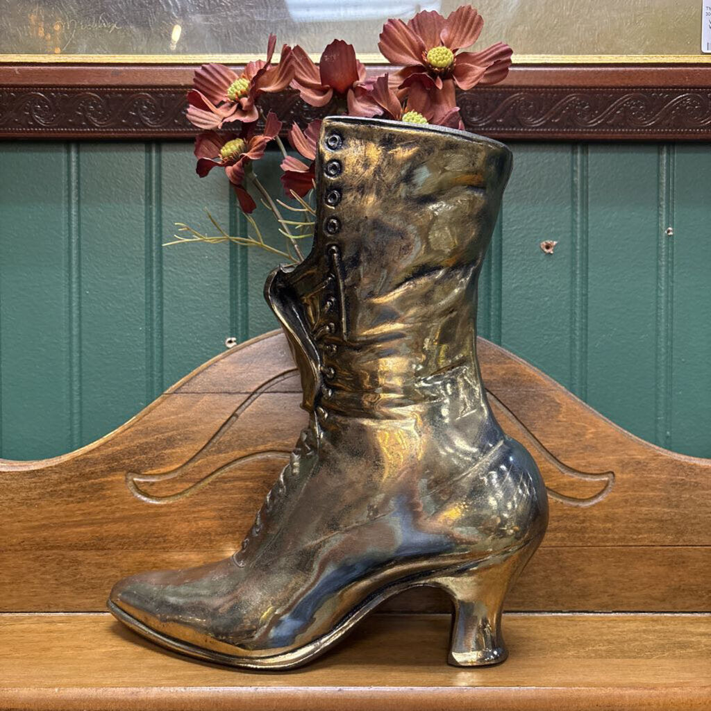 #344 Brass Victorian Boot Vase
