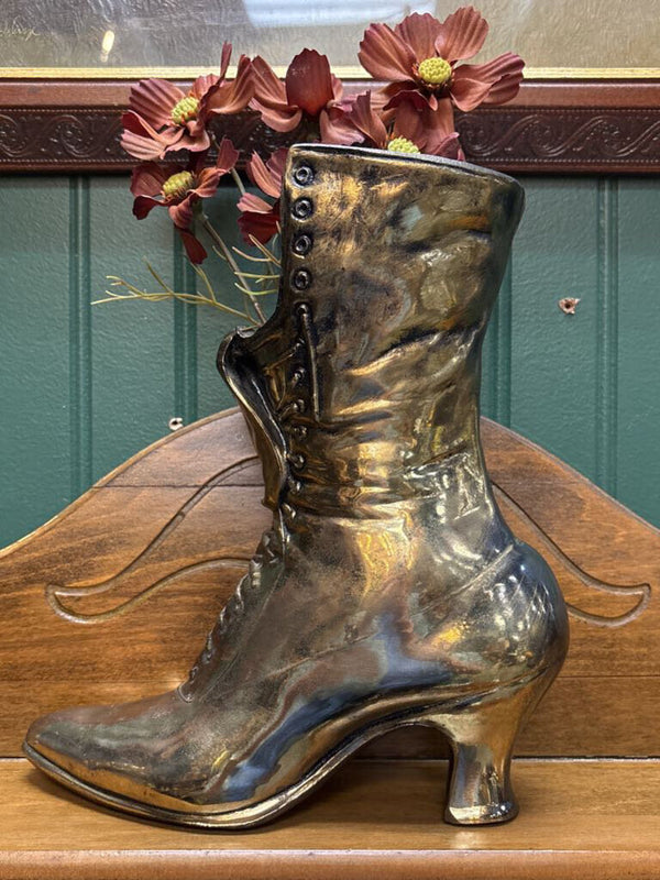 #344 Brass Victorian Boot Vase