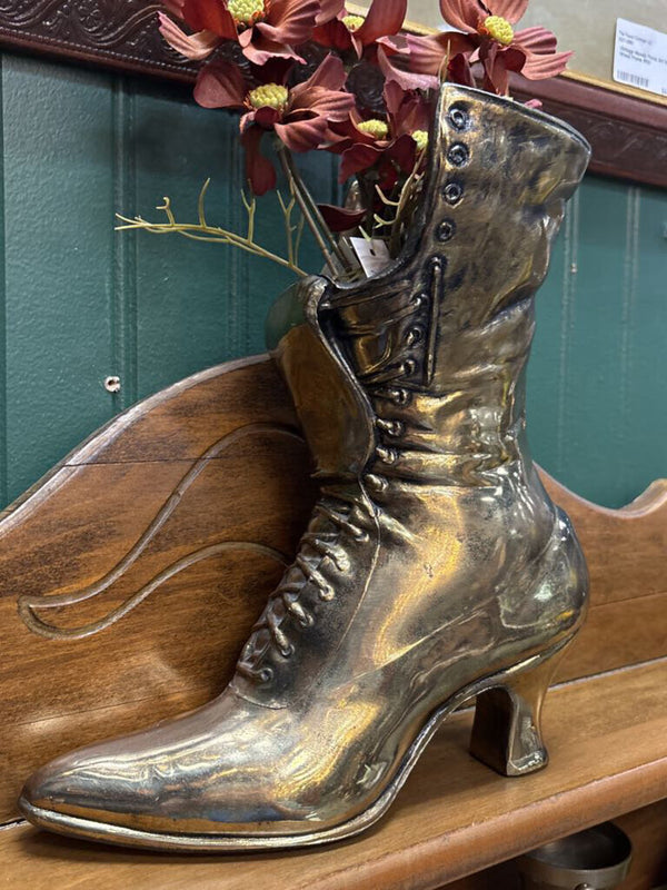 #344 Brass Victorian Boot Vase