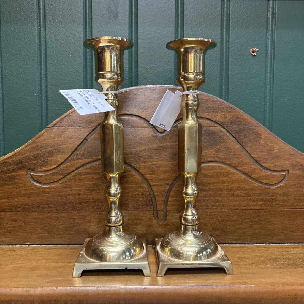 #355 Pair of Tall Brass Candleholders