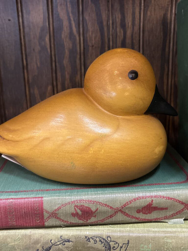 #356 Handmade Yellow Pottery Bird Money Bank