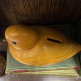 #356 Handmade Yellow Pottery Bird Money Bank