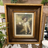 boy with rabbit framed art