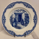 blue transferware bunny plate