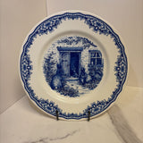 blue transferware bunny plate