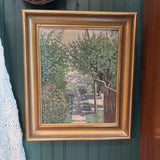 #385 Gold Framed Garden Oil Painting