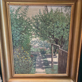 #385 Gold Framed Garden Oil Painting
