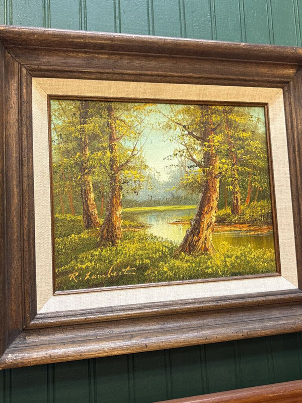 #402 Along The Forest Trail with Pond Landscape Painting