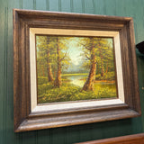 #402 Along The Forest Trail with Pond Landscape Painting