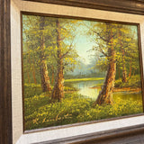 #402 Along The Forest Trail with Pond Landscape Painting