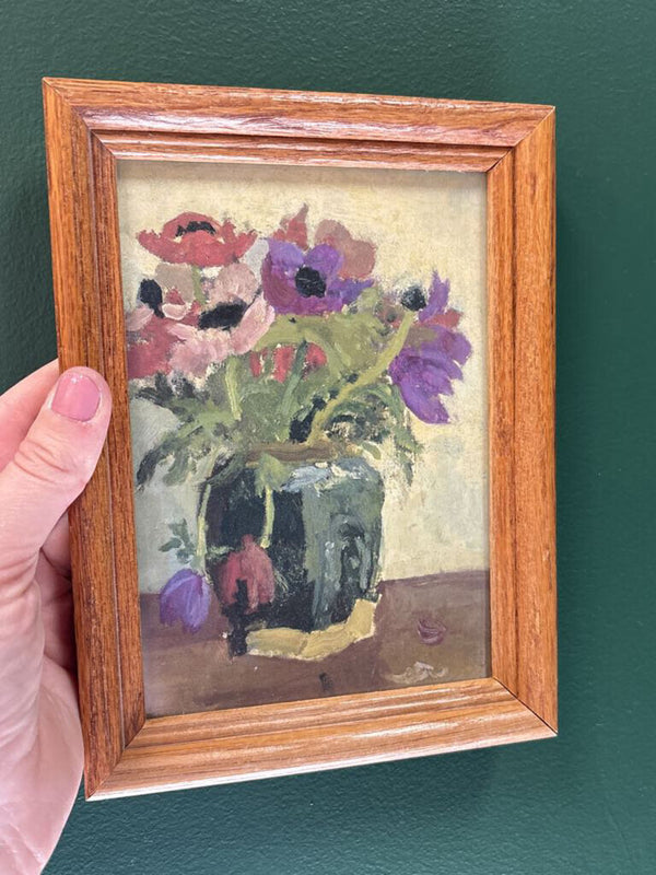 #407 Oak Framed Ginger Pot with Anemones Print