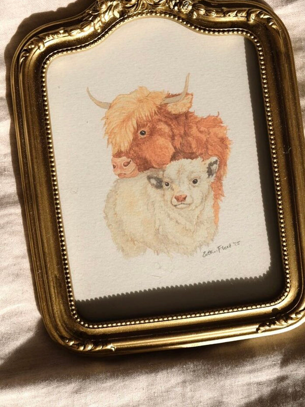 Highland Cow & Calf *FRAMED*