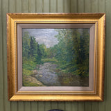 Framed River Oil Painting