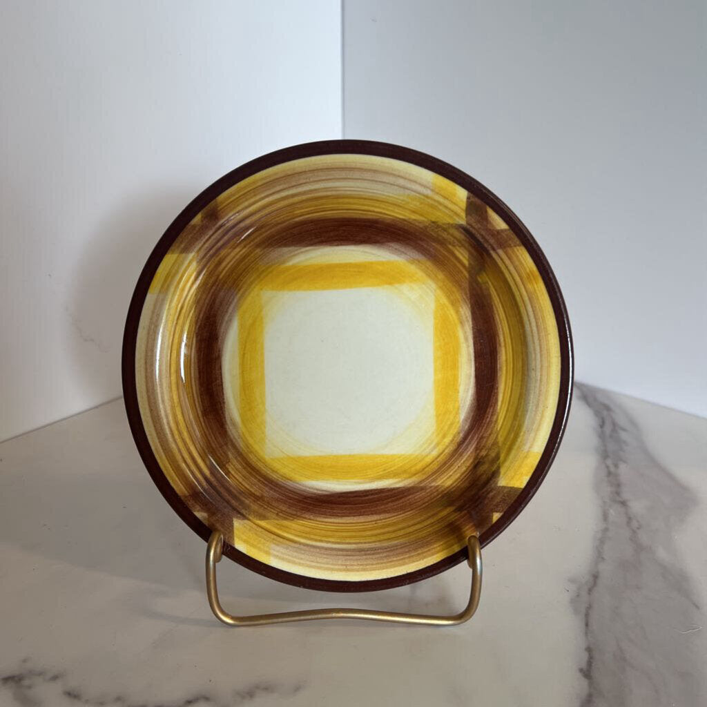 brown and yellow plaid small plate