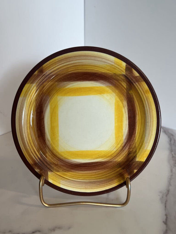 brown and yellow plaid small plate