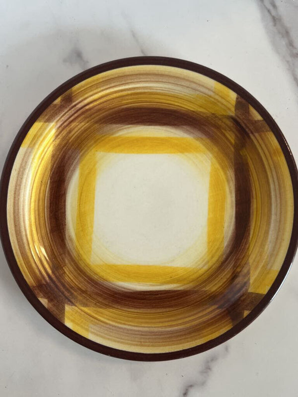 brown and yellow plaid small plate