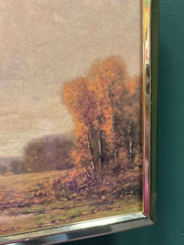 #456 Brass Framed Autumn Landscape Print