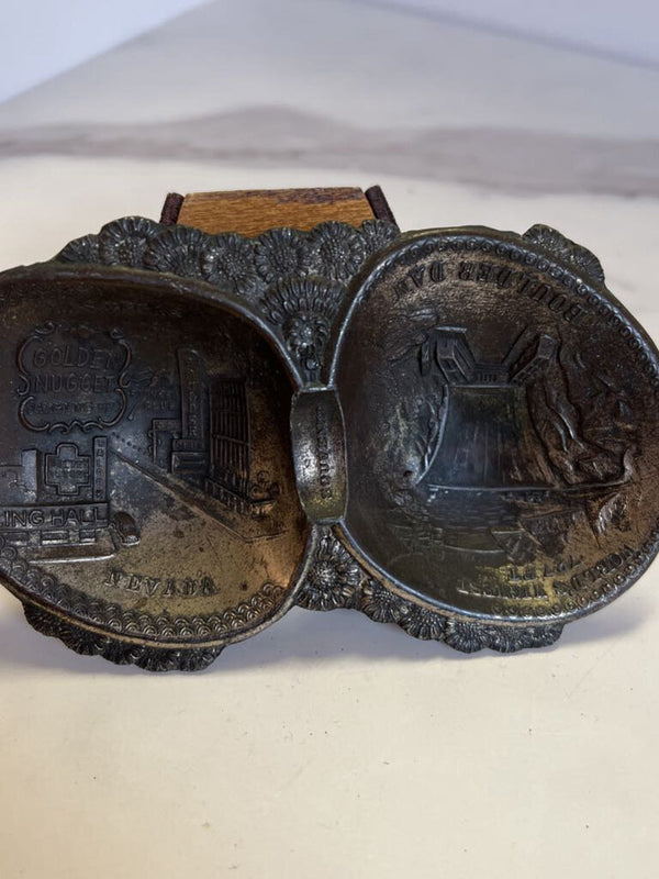 Silver Duo Souvenir Dish - Boulder Dam & Las Vegas (style A)