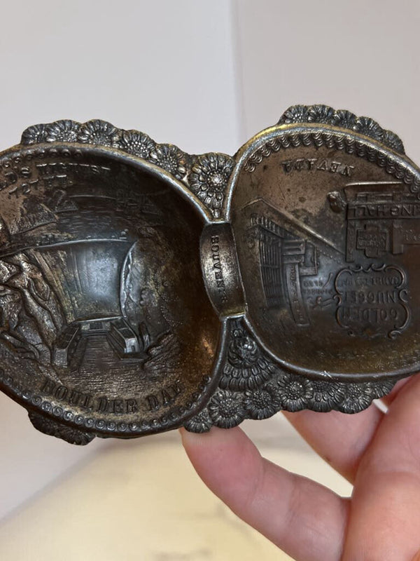Silver Duo Souvenir Dish - Boulder Dam & Las Vegas (style A)