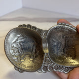 Silver Duo Souvenir Dish - Boulder Dam & Las Vegas (style B)