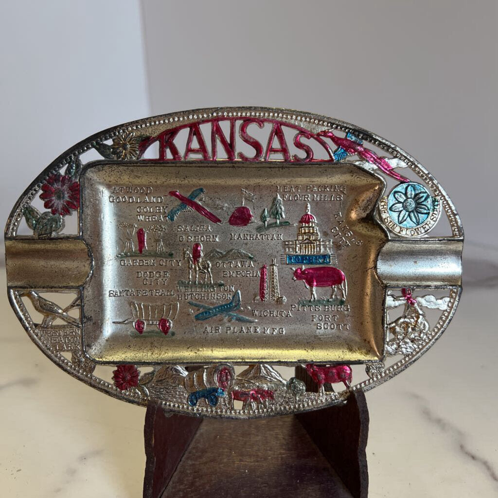 Oval Kansas Metal Ashtray