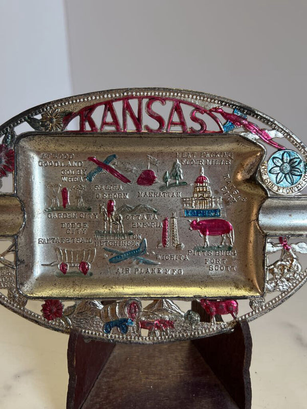 Oval Kansas Metal Ashtray