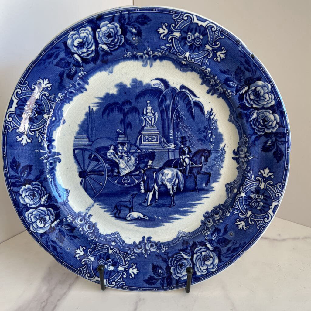 floral blue antique plate