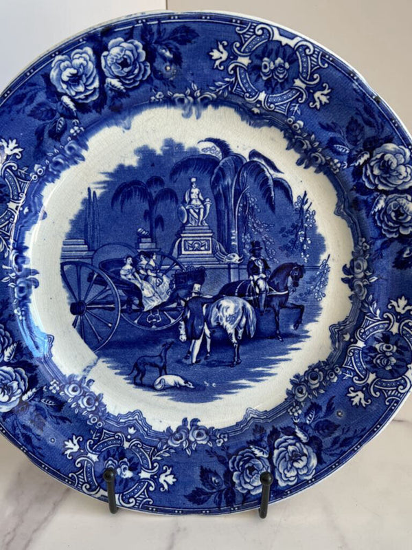 floral blue antique plate