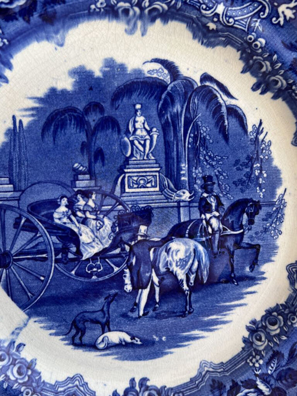 floral blue antique plate