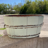 light blue wooden antique style planter