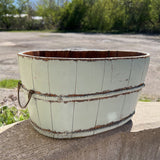 light blue wooden antique style planter
