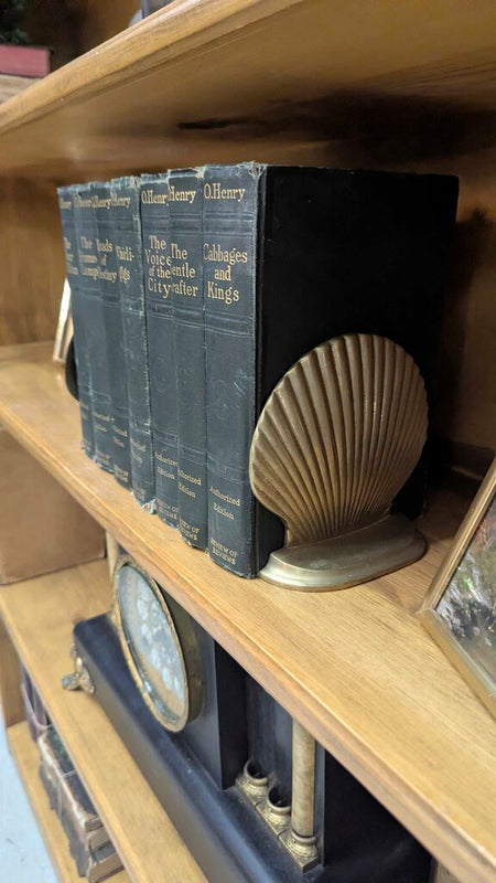 Vintage brass clam shell book ends, pair of 2