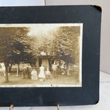 black and white family with dog photo on board (10x8)