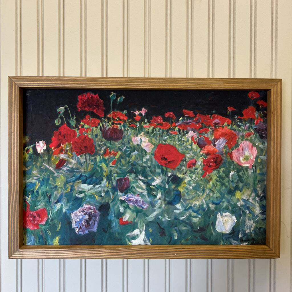 wood framed floral art
