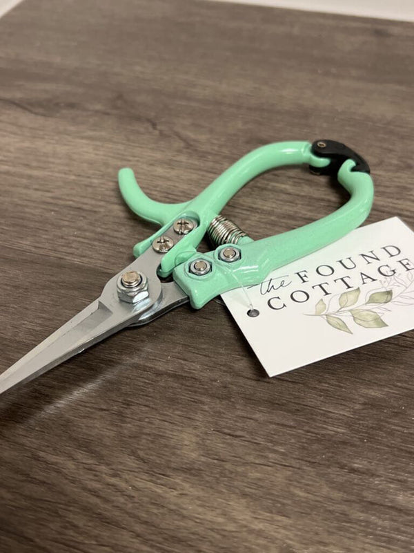 Mint Green 6-3/4"L Carbon Steel Garden Pruning Shear