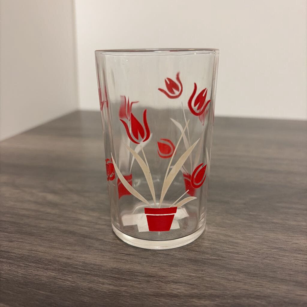 Vintage Red Tulip Glass