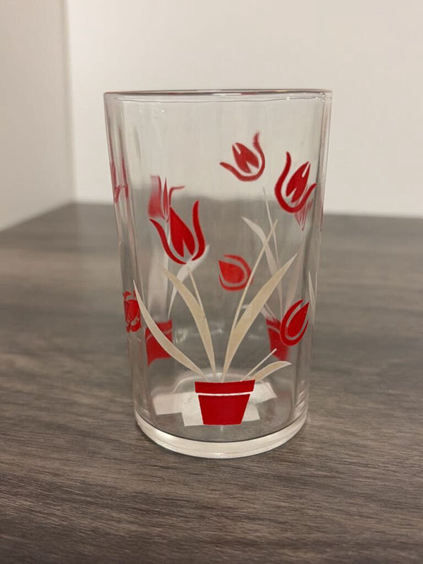 Vintage Red Tulip Glass