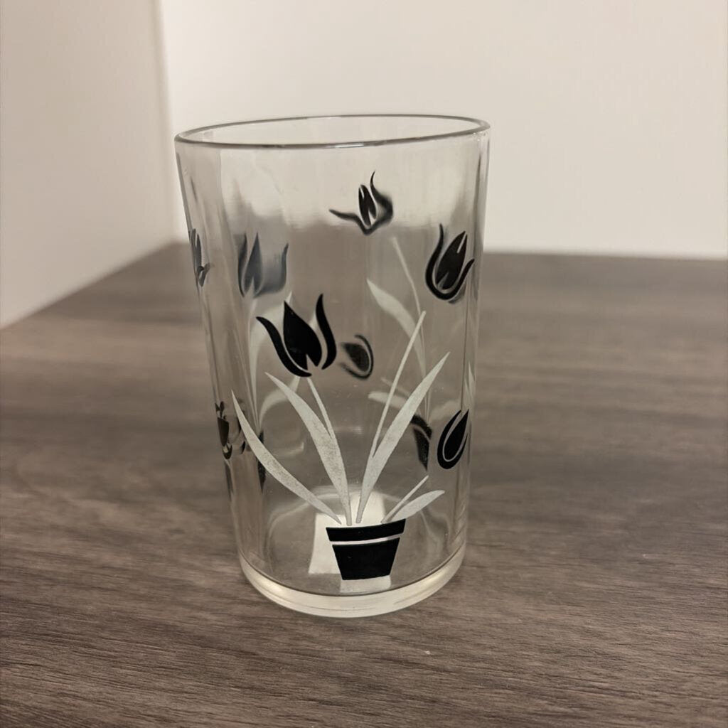 Vintage Black Tulip Glass