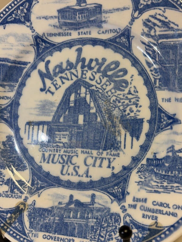 Nashville, Tennessee Blue Transferware plate