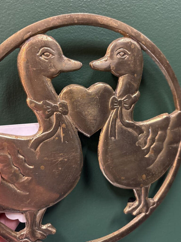 Brass Geese in Love Trivet