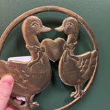 Brass Geese in Love Trivet