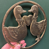 Brass Geese in Love Trivet