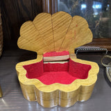 #482 Wooden Seashell Hinged Trinket Box