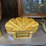#482 Wooden Seashell Hinged Trinket Box