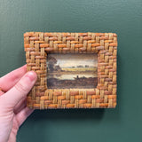 #493 Moody Man in Boat Print in Rattan Frame